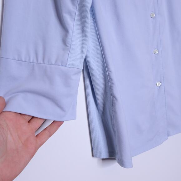 J. MCLAUGHLIN Brynn Lyford Jersey Shirt Frost Blue Button Down Blouse Women's XL - Picture 6 of 12